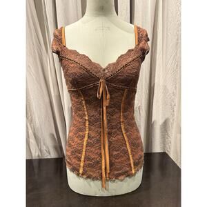 Ann Ferriday VTG Stock Lace Sweetheart Fairy Corset Top M